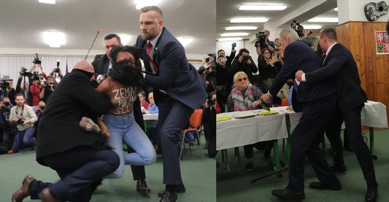 Na prezidenta se hnala polonahá žena. Zeman je Putinova děvka, křičela