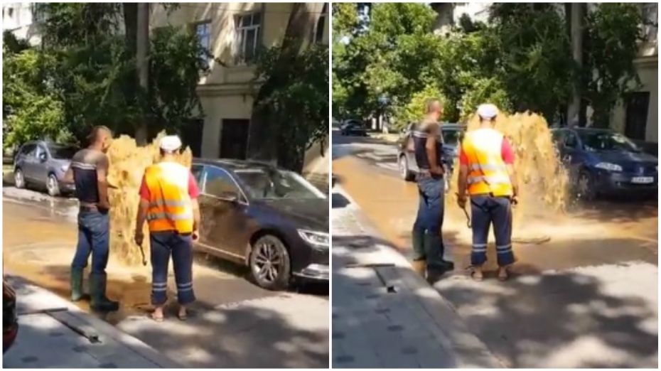 Scurgere de apă pe strada Sfatul Țării intersecție cu Mitropolit Dosoftei. Șoferii sunt rugați să evite zona
