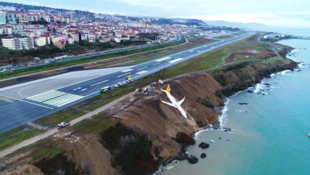 Turcia: Un avion de pasageri a ieșit de pe pistă și a rămas blocat în noroi